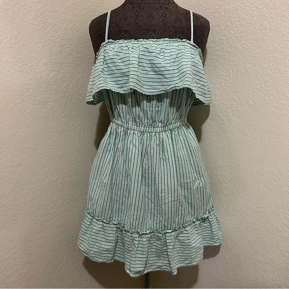 American Eagle Outfitters Green Striped Midi Day Dress